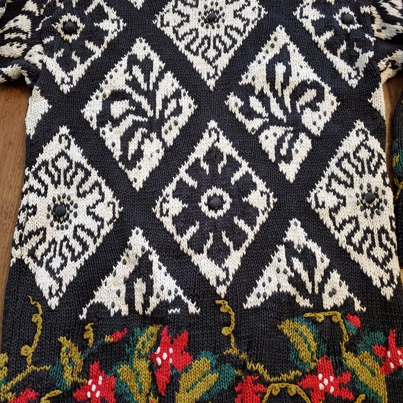 Vintage Express Internationale Handknitted Sweater Black Chunky Cable Knit Small - Picture 2 of 9